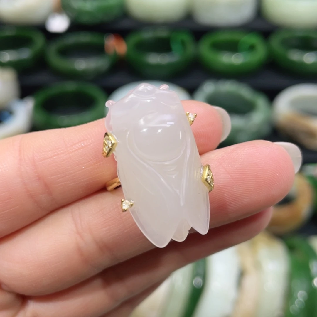 银S925镶嵌戒指和田玉