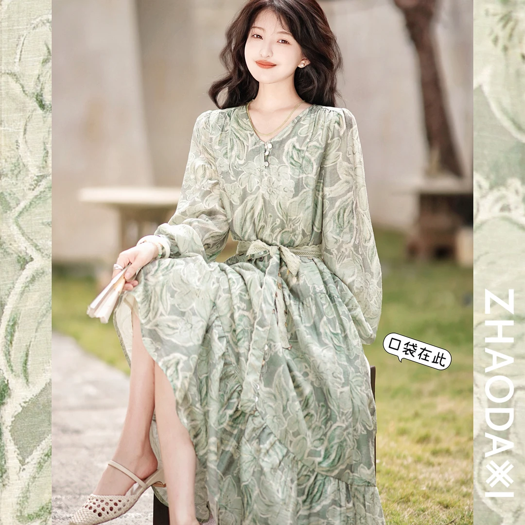 【赵大喜】现货！春意浓连衣裙 | 天丝/亜麻/100莱赛尔里 原创/ 松弛