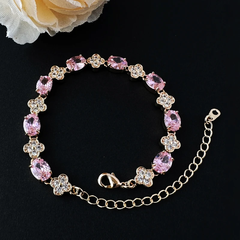 铜合金锆石手链 幸运四叶草