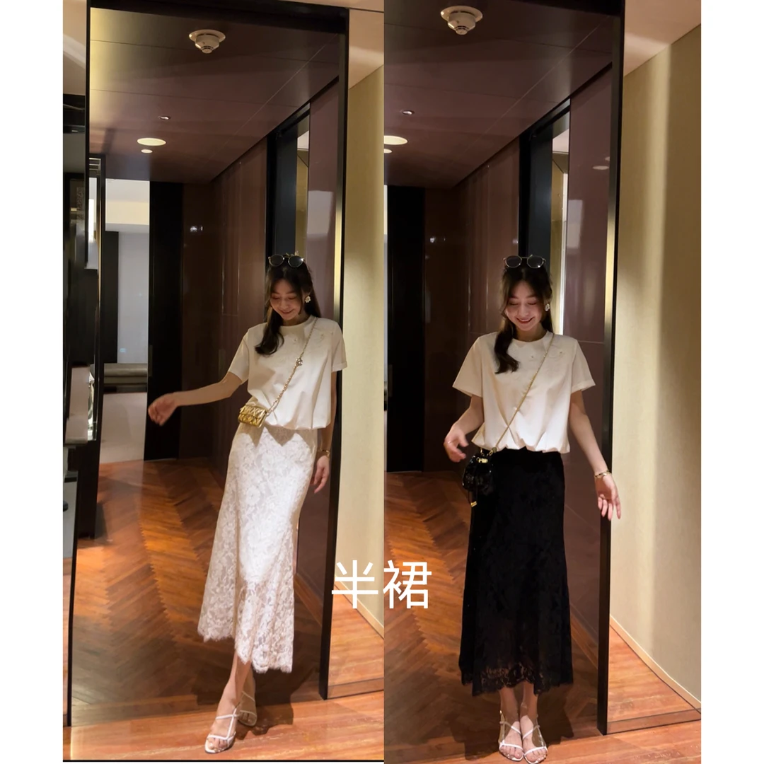 W·HAHA【漫步生花】钩花镂空蕾丝高腰鱼尾裙52097