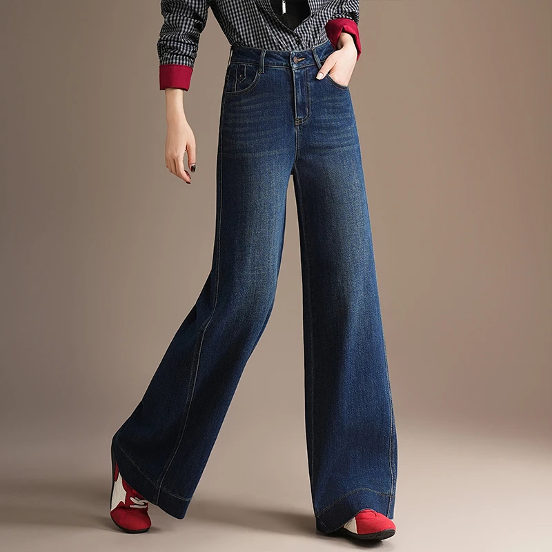 哥弟阿玛施正品时尚大阔腿牛仔裤女2025新款秋季高腰显瘦垂感裤子