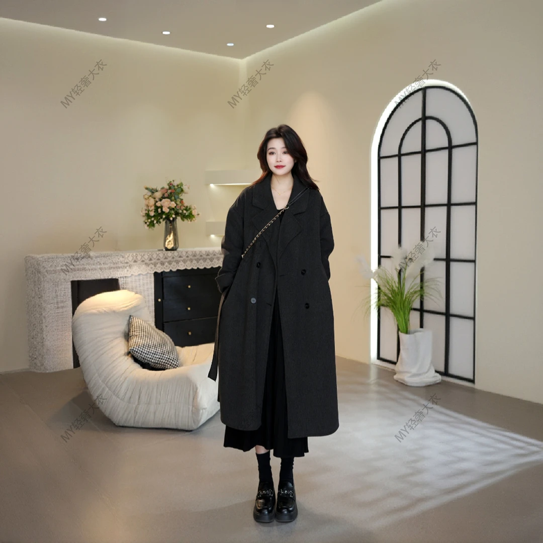 【诺诺常规款】秋冬双面绒韩版外套时尚气质百搭宽松遮肉显瘦大衣