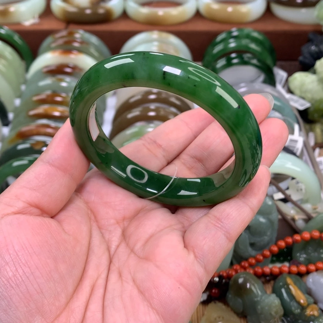 和田玉（碧玉）未镶嵌手镯57_58口径
