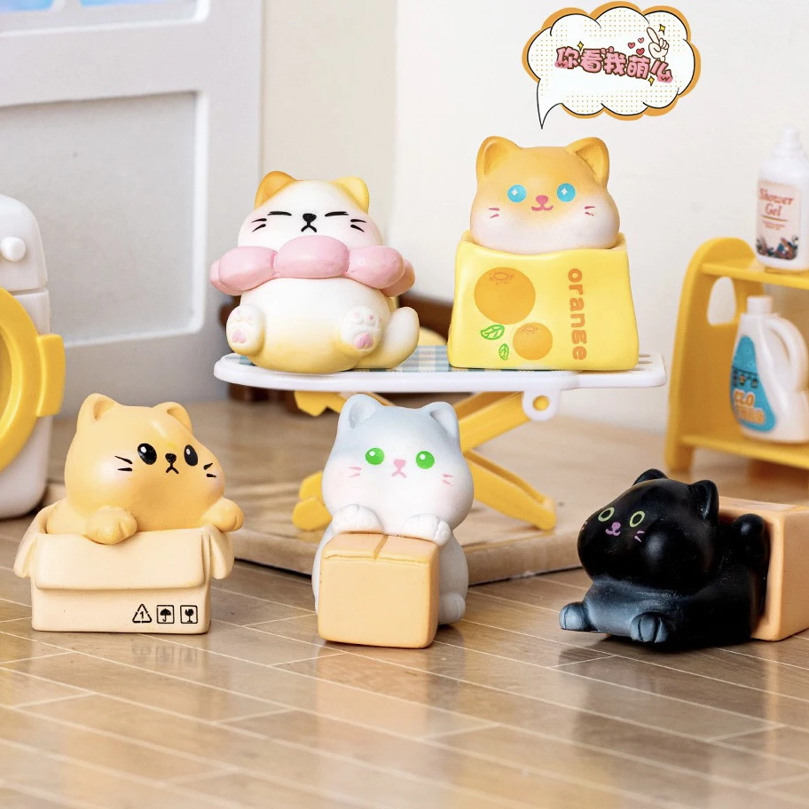【直播拆】箱猫5款 手工diy可爱摆件默认微瑕 创意动物治愈系少女心