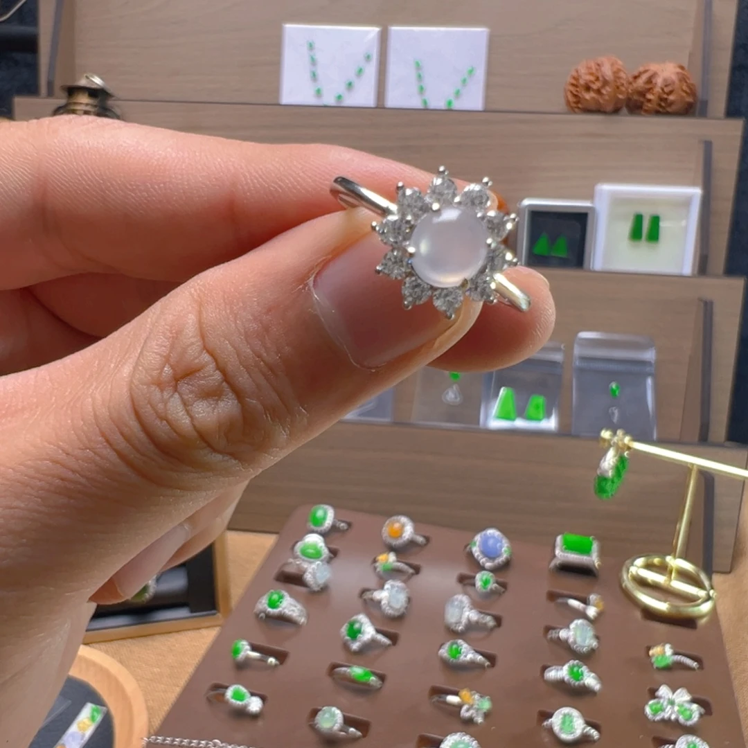 翡翠银S925镶嵌戒指