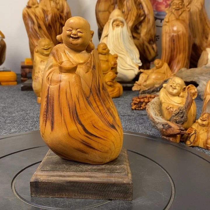 柏木（崖柏）崖柏弥勒佛摆件根雕工艺品