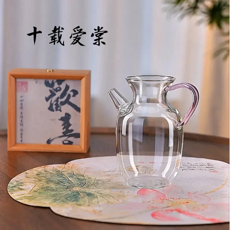 十载爱棠中式轻奢玻璃手执壶小青柑煮茶壶泡花茶绿茶壶小号泡茶壶