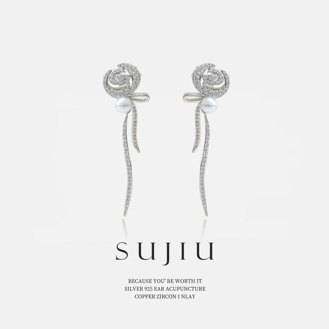 铜合金耳饰 SUJIU 925银针【漫舞花束】手工时尚耳钉耳环耳坠7440