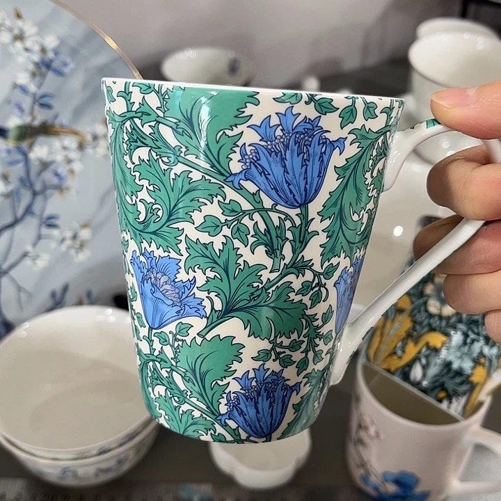 瓷片微瑕骨瓷马克杯两只装冰蓝大