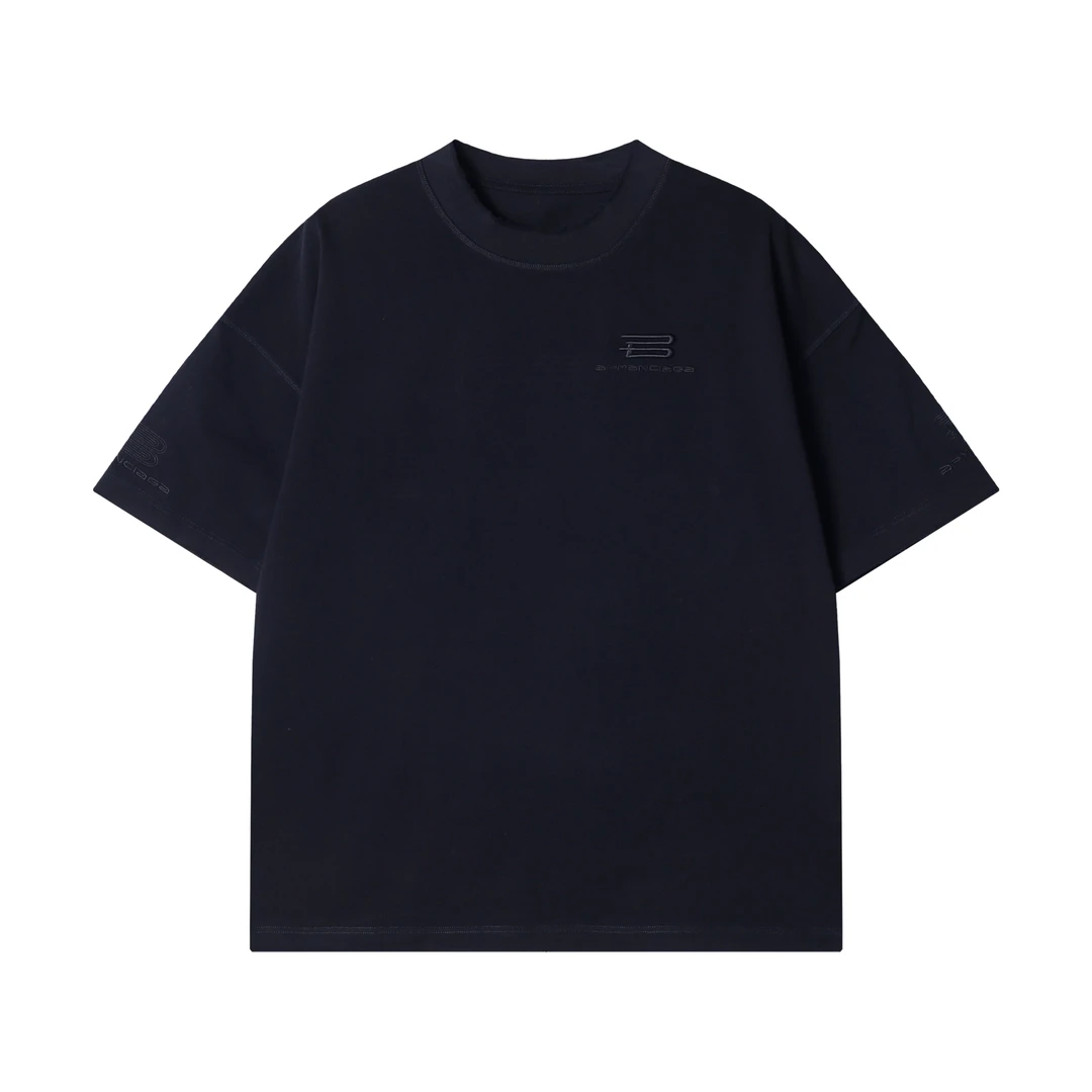 春夏新款时尚个性韩版纯色刺绣字母圆领短袖T恤百搭潮流情侣上衣