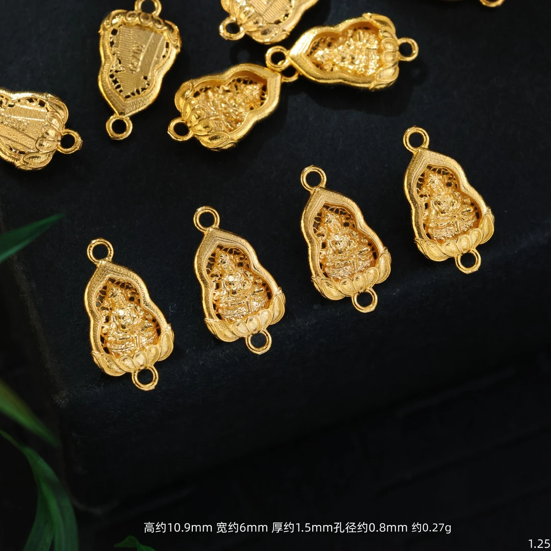 【金豆】18K金精工錾刻双耳黄财神延长链手串项链DIY连接环V