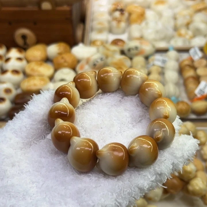 把件菩提根/象牙果48 象牙果原果雕刻炭烧渐变猫头微瑕