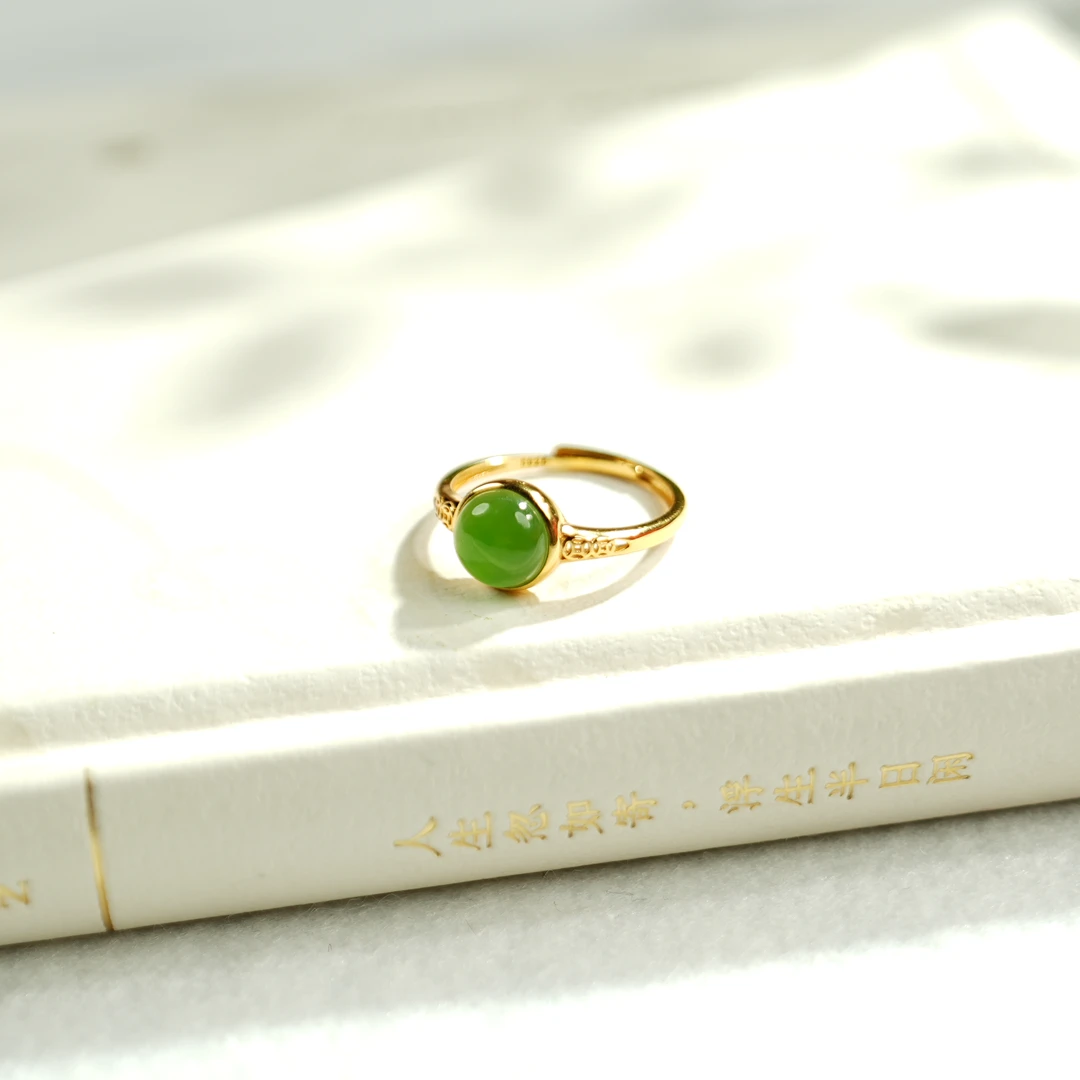 【睿泽&小池专属】S925和田玉碧玉蛋面戒指 8*3 KL0080096