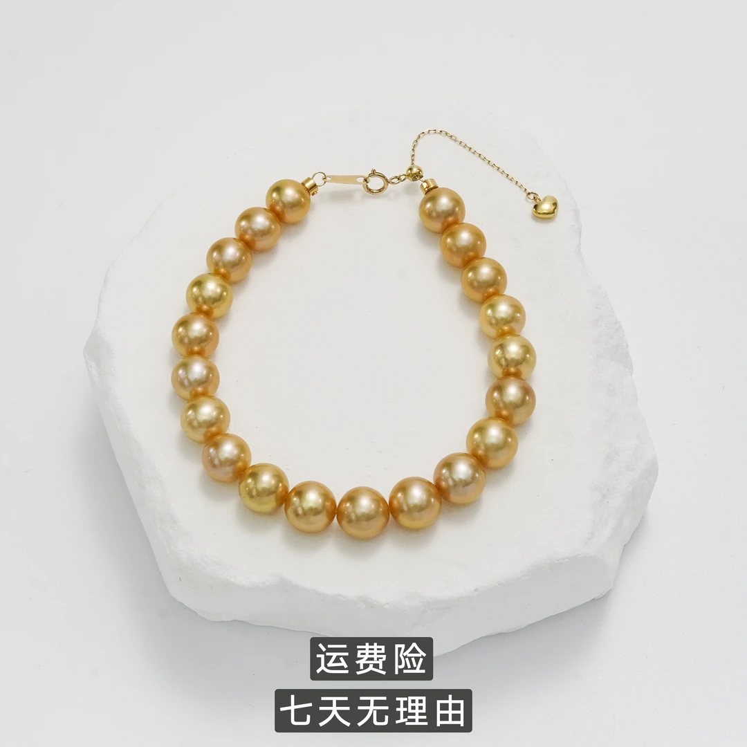 时尚百搭气质 冬日礼物8-9mm金色手链