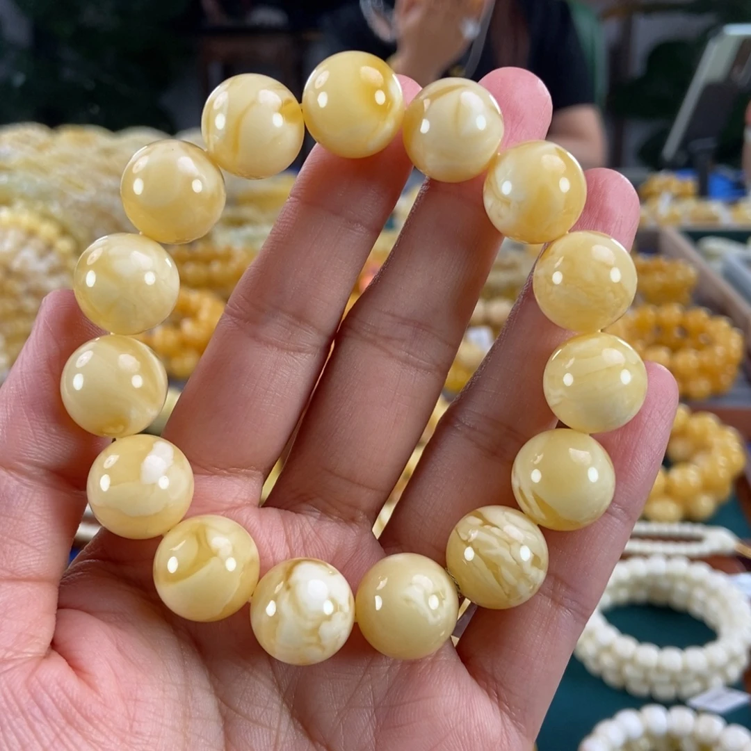 琥珀未镶嵌珠宝奇石15白妖花圆珠29.39