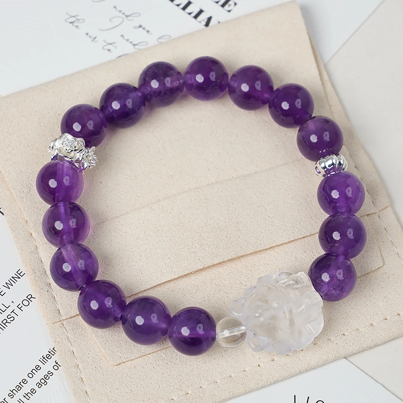 设计款紫水晶白水晶凤九女式手链多样性发一-8605