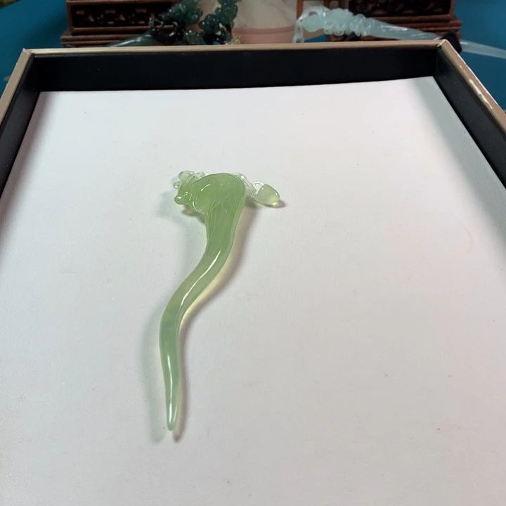 蛇纹石玉发簪未镶嵌荣**贵