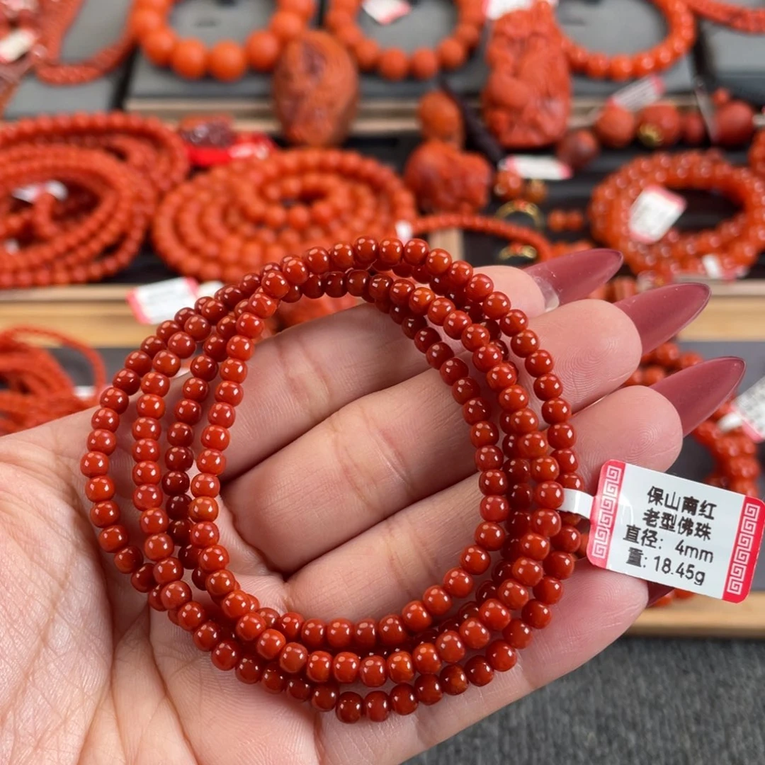 南红玛瑙未镶嵌手链保山南红高抛多圈