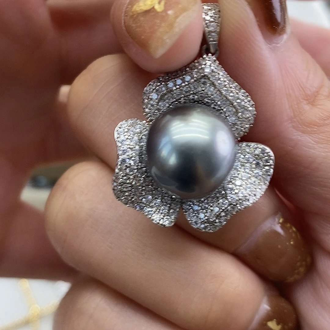 海水珍珠银S925镶嵌吊坠(不含链)