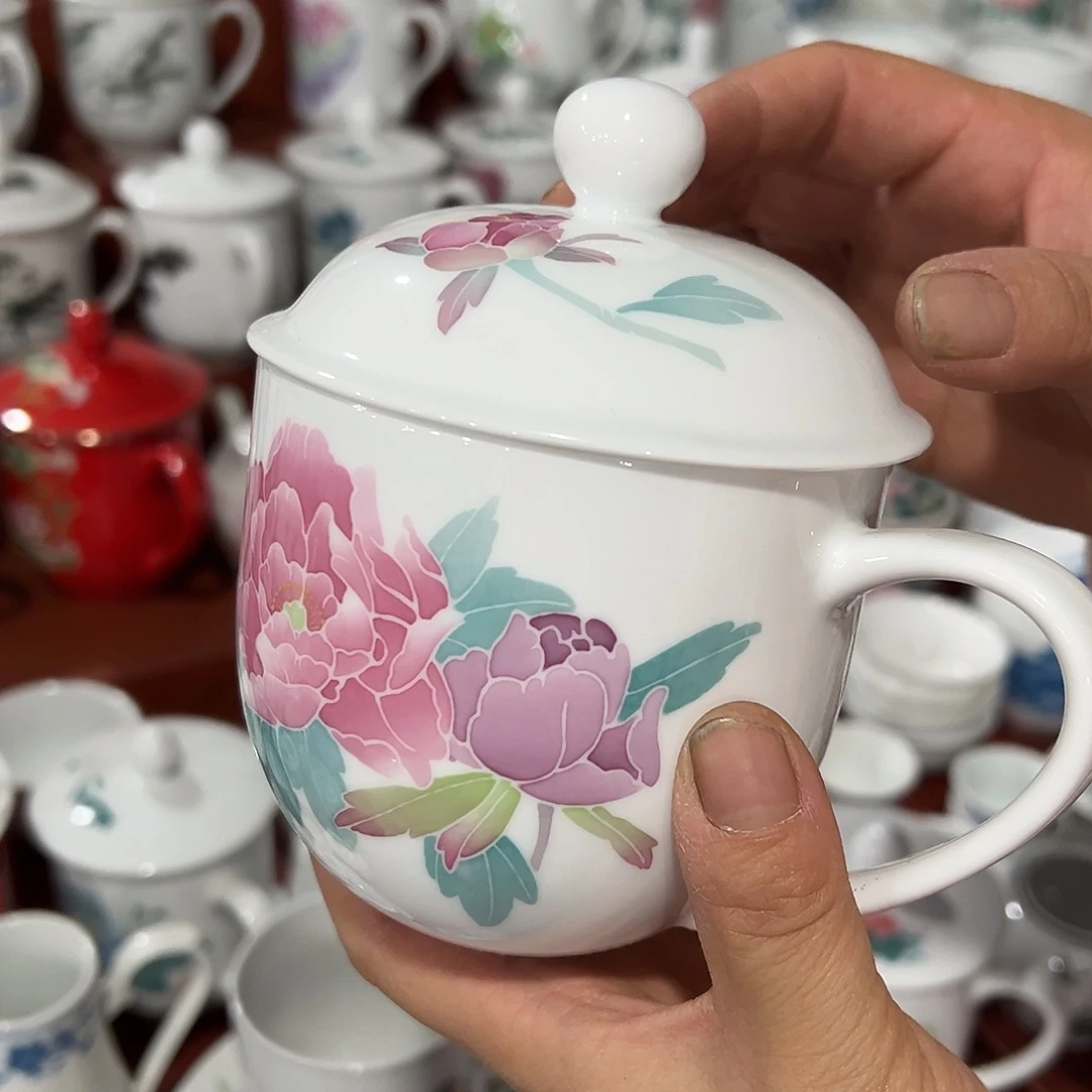 醴陵瓷直播供货基地手绘450毫升