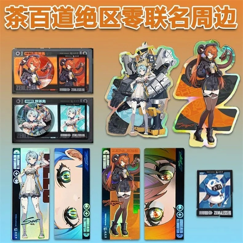 绝区零茶百道联名周边吧唧透卡镭射票亚克力挂件席德奥菲丝鬼火