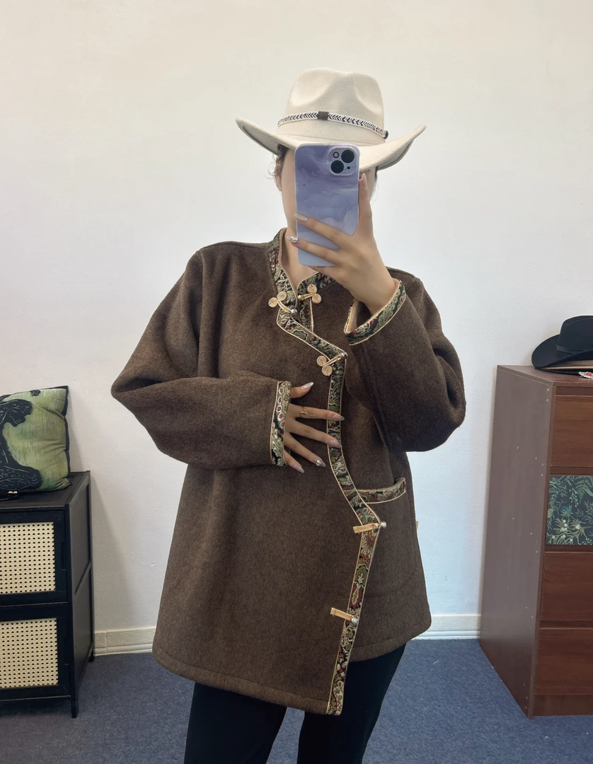 女士藏式藏装女士双面秋冬外套