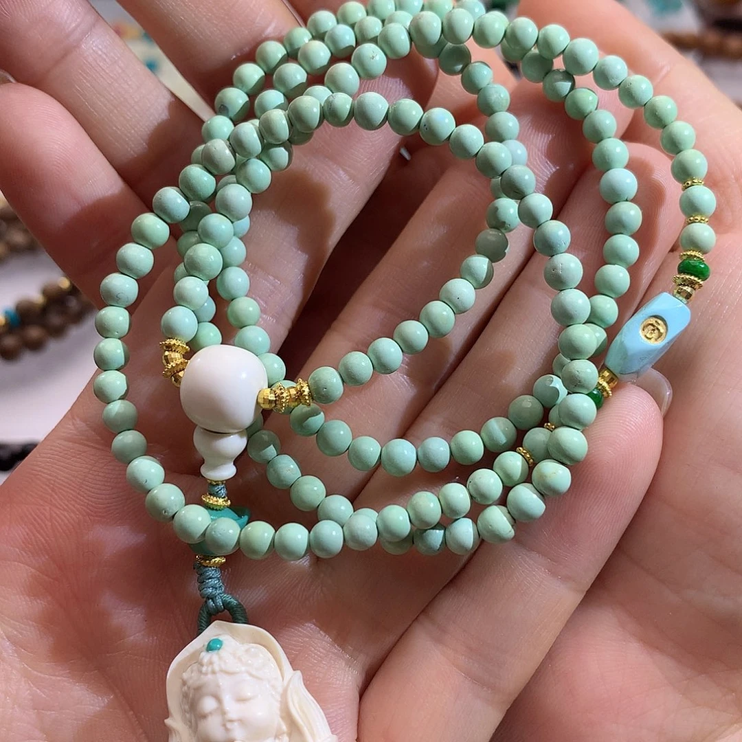 绿松石18K金镶嵌颈饰松石毛衣链