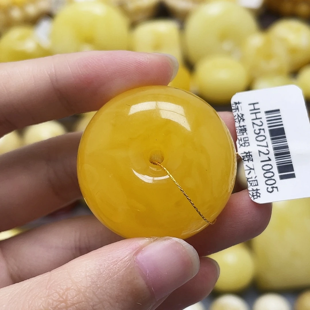 琥珀未镶嵌裸石31.6*18mm焦皮扣子瑕