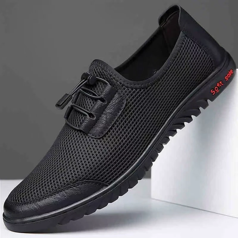 男鞋夏季2025镂空男士新款凉鞋网面休闲透气防滑脚蹬软底轻便