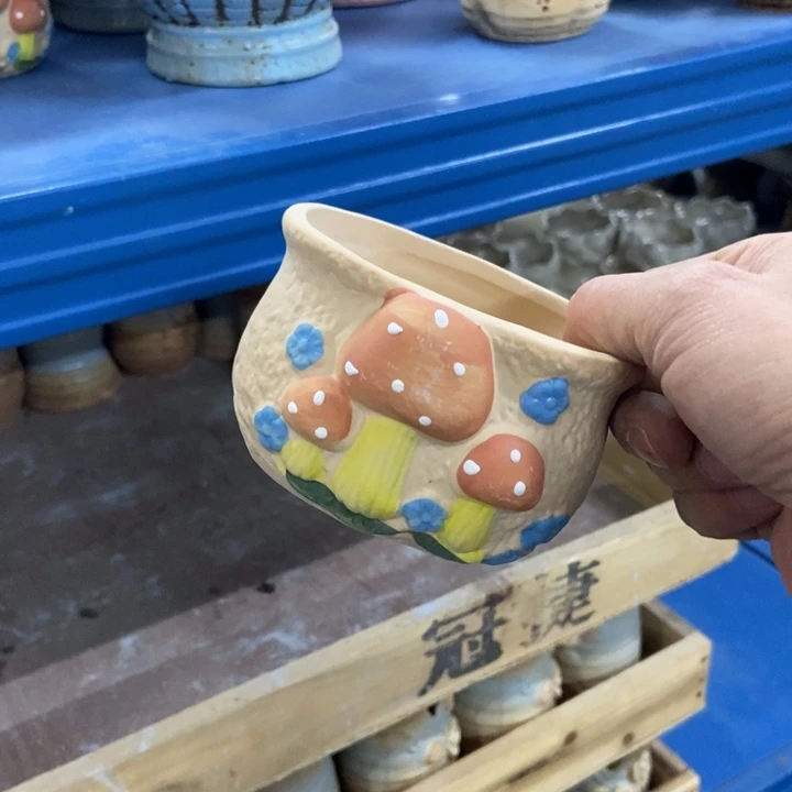 陶瓷花盆单场满9.9发10*8*6.5橘