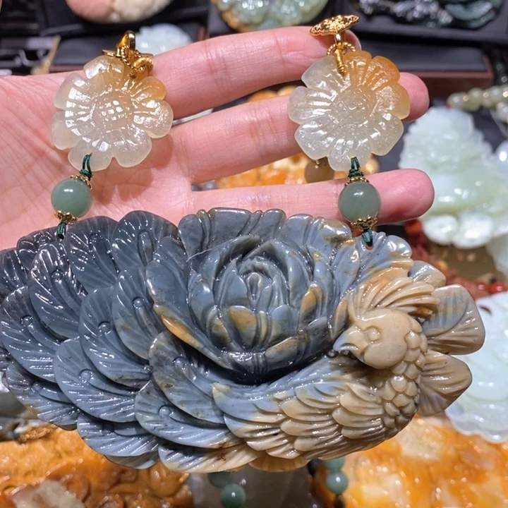 岫玉毛衣链未镶嵌天**莲