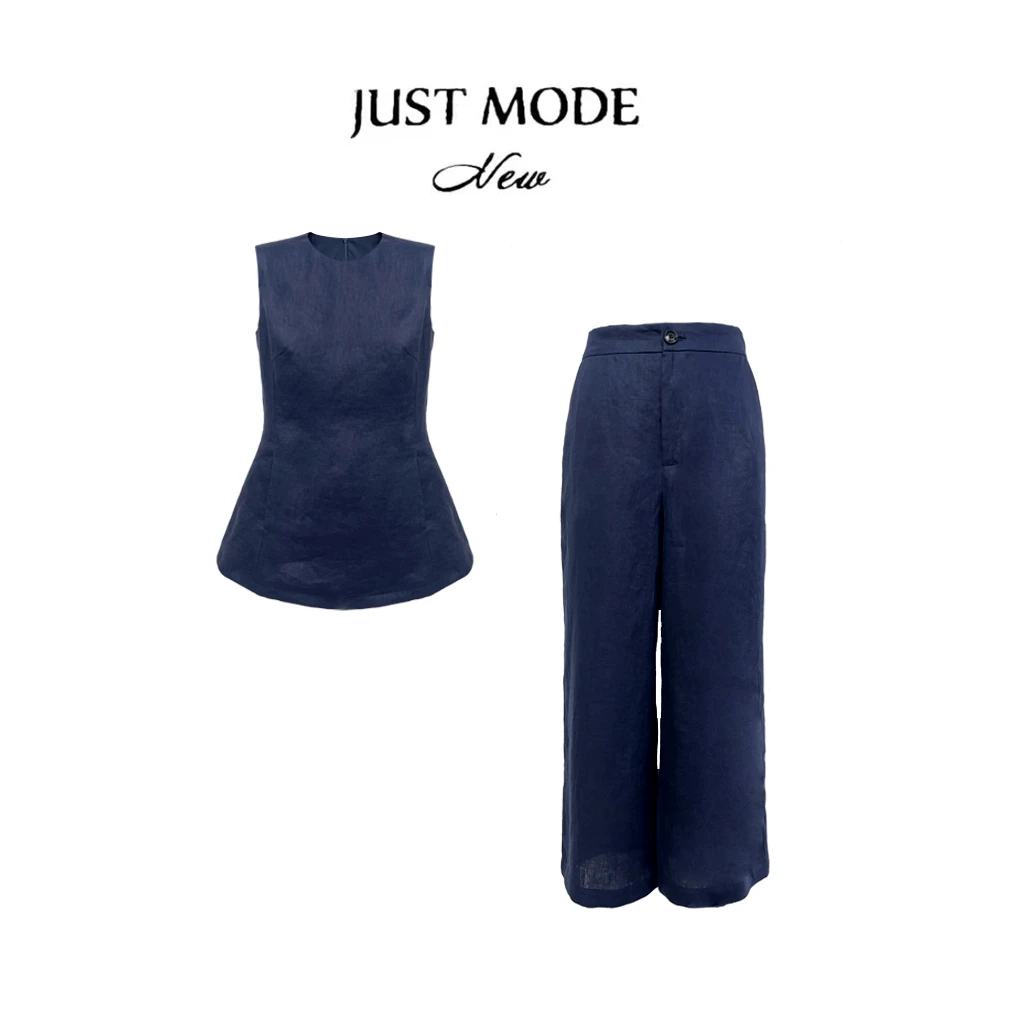 LH-2【舒适主义】春季新款简约轻奢亚麻套装女上衣+裤子两件套LJ011