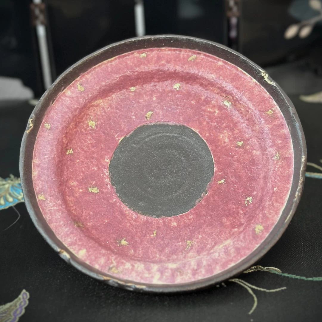 【小璟鹅】紫金岩矿-壶承 复古老岩泥中式茶盘圆壶托泡台 13*2.8cm