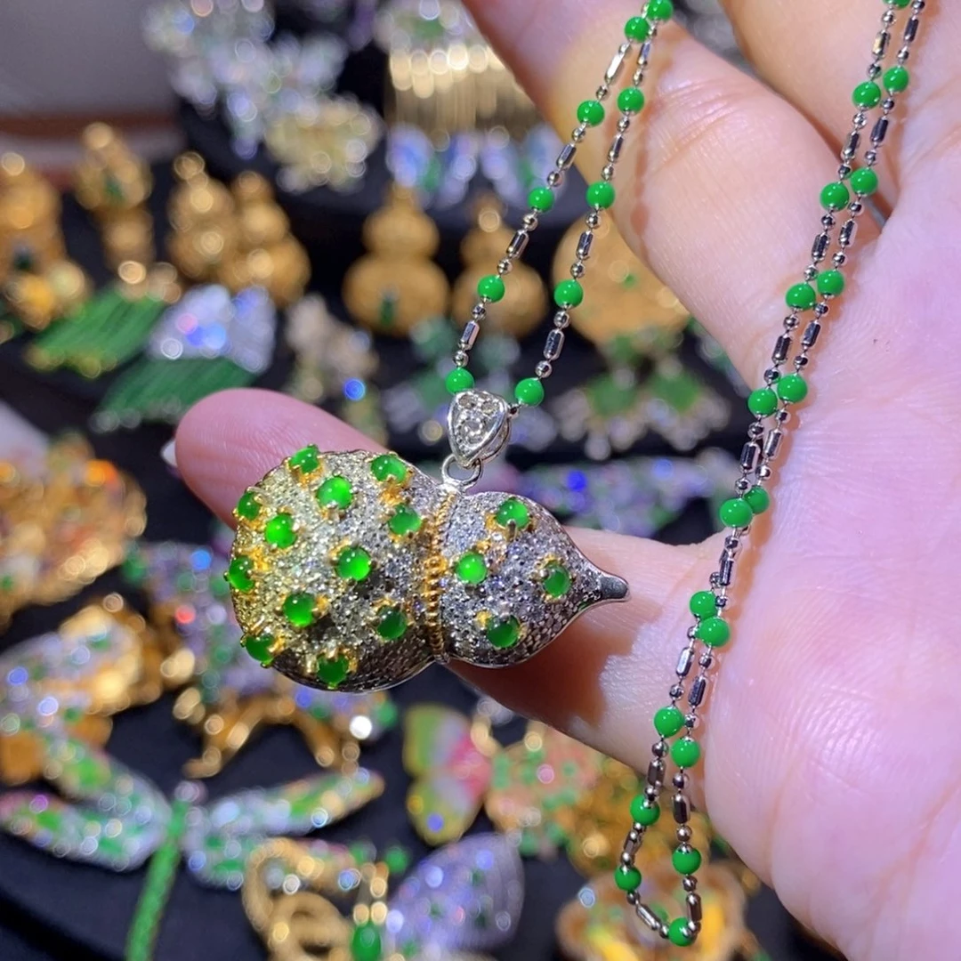 银S925镶嵌挂件翡翠