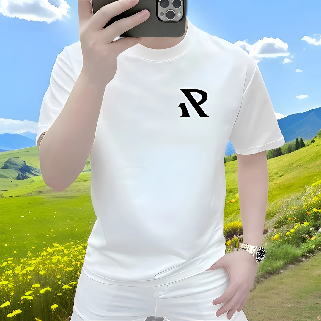 2025夏季爆款印花纯棉半袖休闲高档男士短袖t恤体恤潮牌百搭上衣T