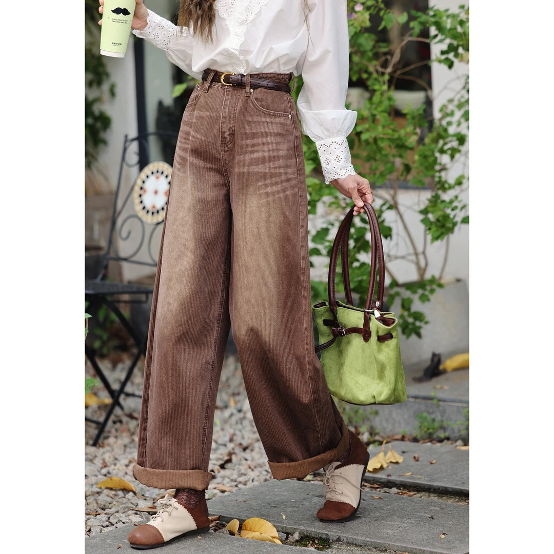 陈大器【竹篱茅舍​】港风复古弯刀牛仔长裤女高腰百搭裤子JM2477239