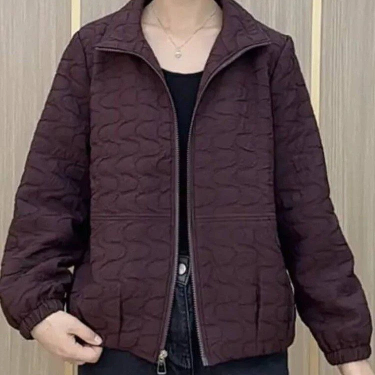 翻领外套时尚气质休闲女装短款洋气新款2025百搭高级拉链纹理上衣