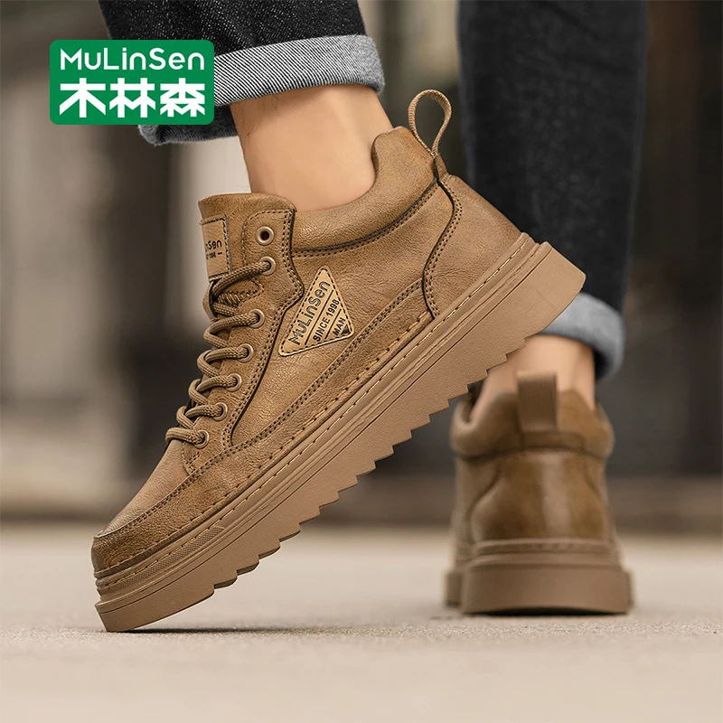 木林森马丁靴男款2025高帮皮靴男士潮鞋春秋复古作战机车工装靴男