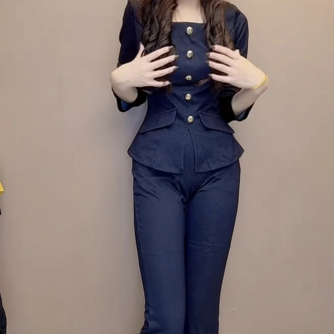 秋季时尚宽松收腰显瘦气质减龄修身女装套裤