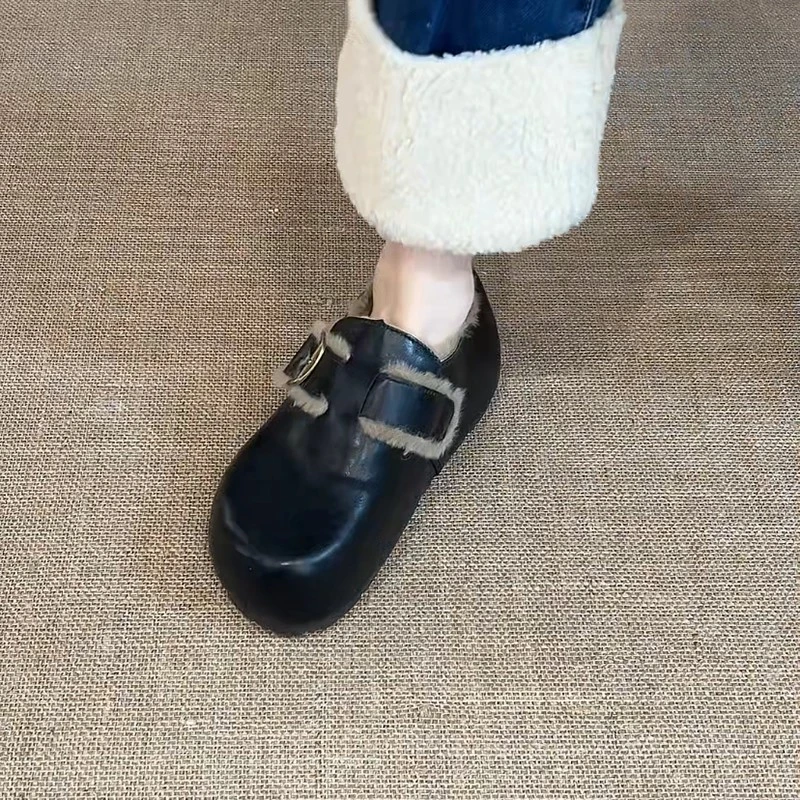 全包勃肯鞋女2025新款秋冬单鞋平底加绒鞋子女鞋棉鞋雪地靴小皮鞋
