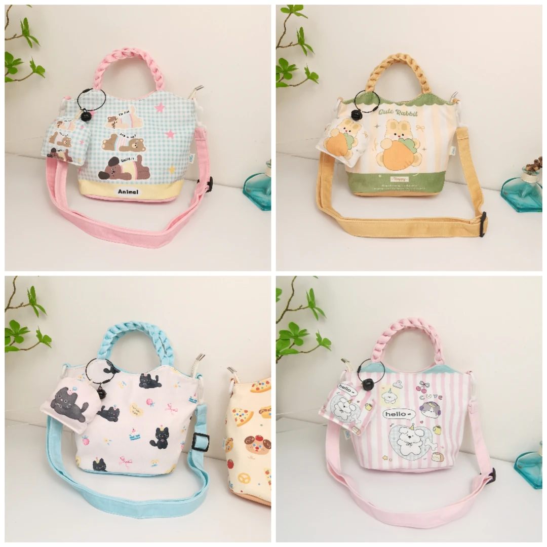 原创插画小手提包可爱卡通清新手拎包便携实用单肩斜挎包便当包