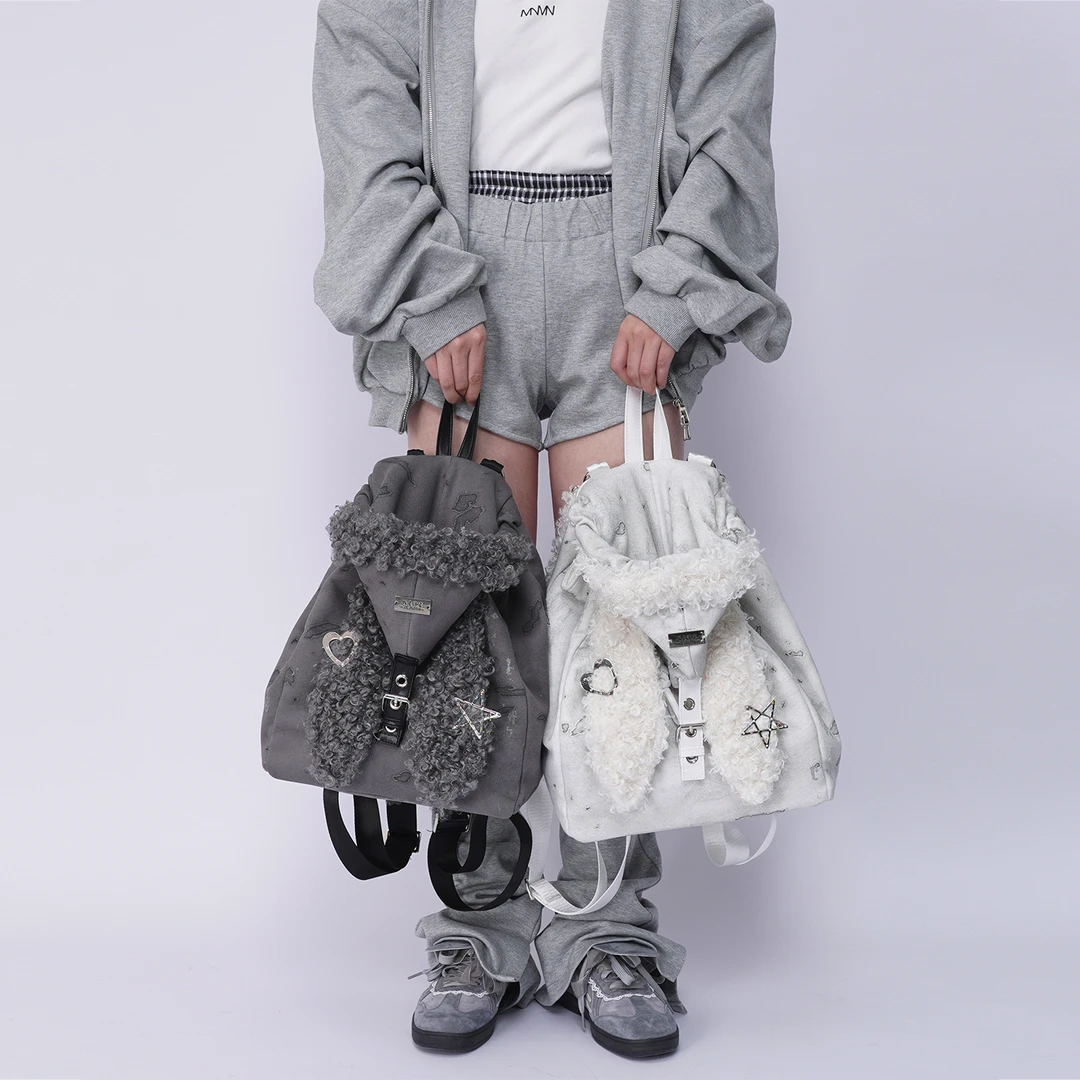 【章昊同款】rebirth野生设定兔耳朵双肩包秋冬可爱毛毛斜挎书包