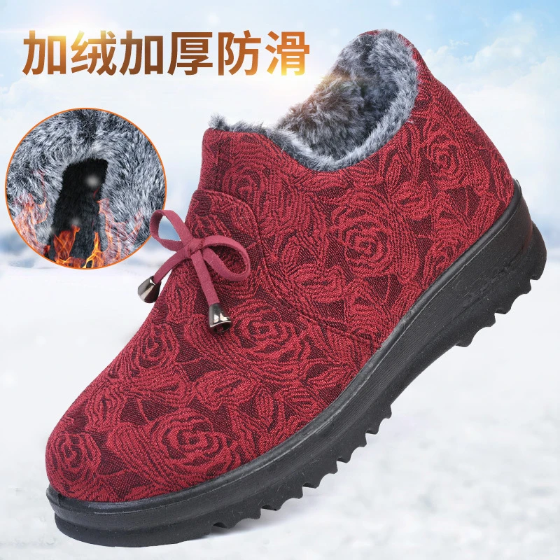 棉鞋女冬季加绒加厚一脚蹬老北京布鞋保暖中老年妈妈棉鞋舒适2025