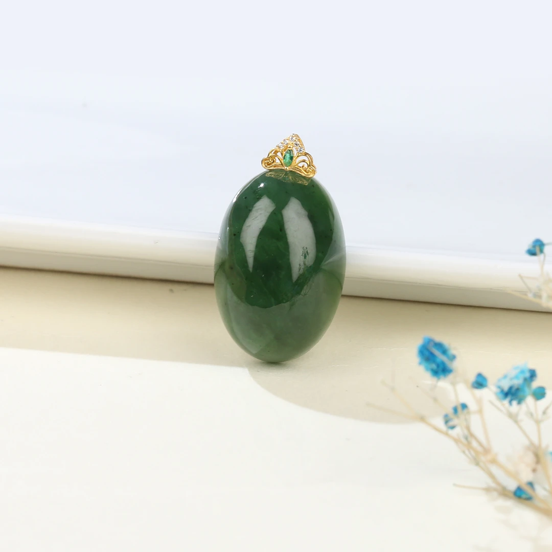 【麦子家族】天然和田玉碧玉吊坠S925银百搭礼物送礼 D1493