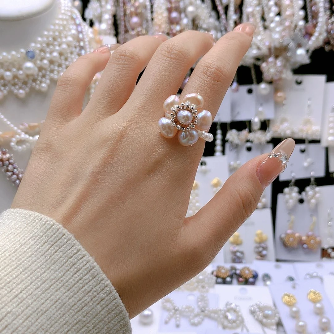 银S925镶嵌耳饰淡水珍珠棋****麻