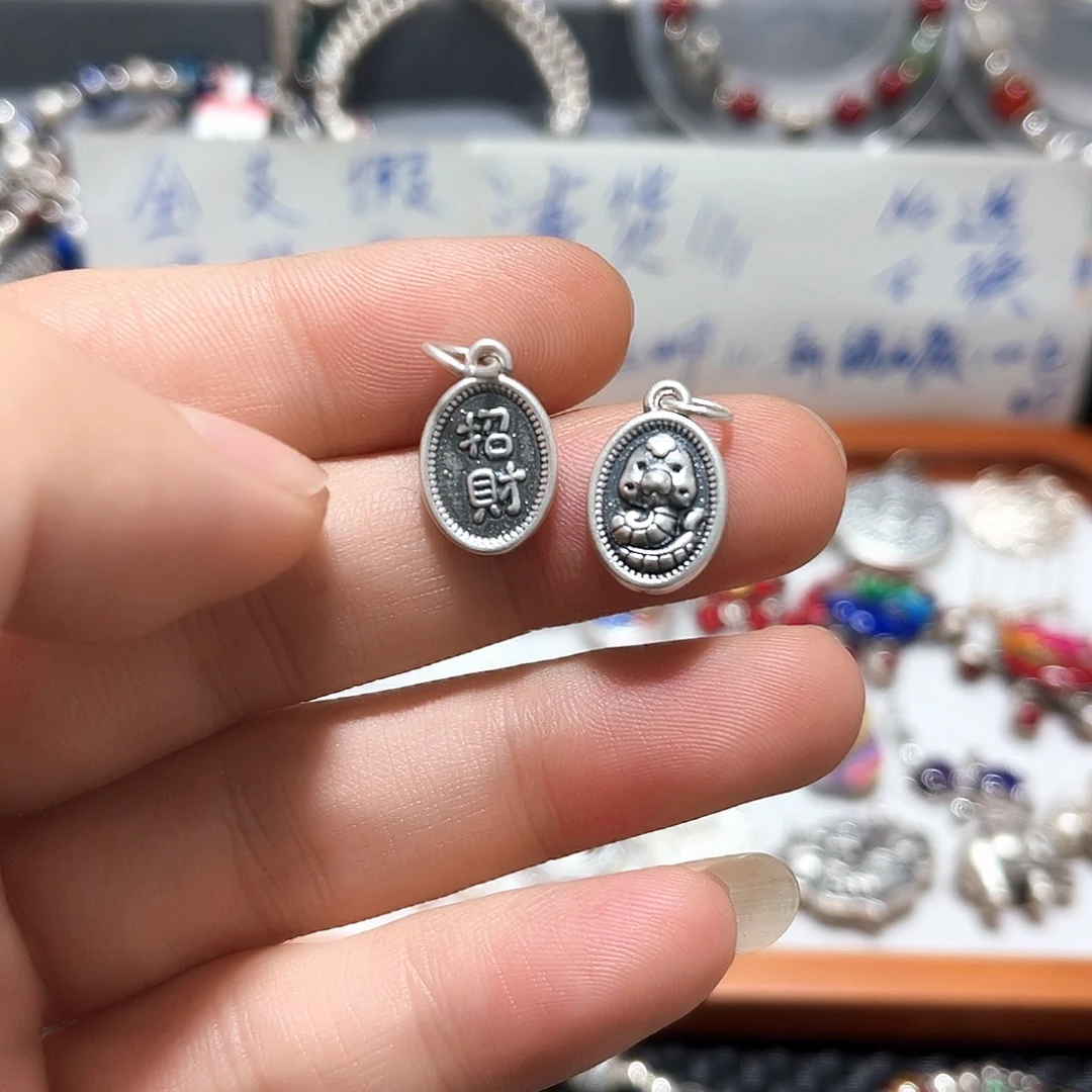 珐琅吊坠足银0006