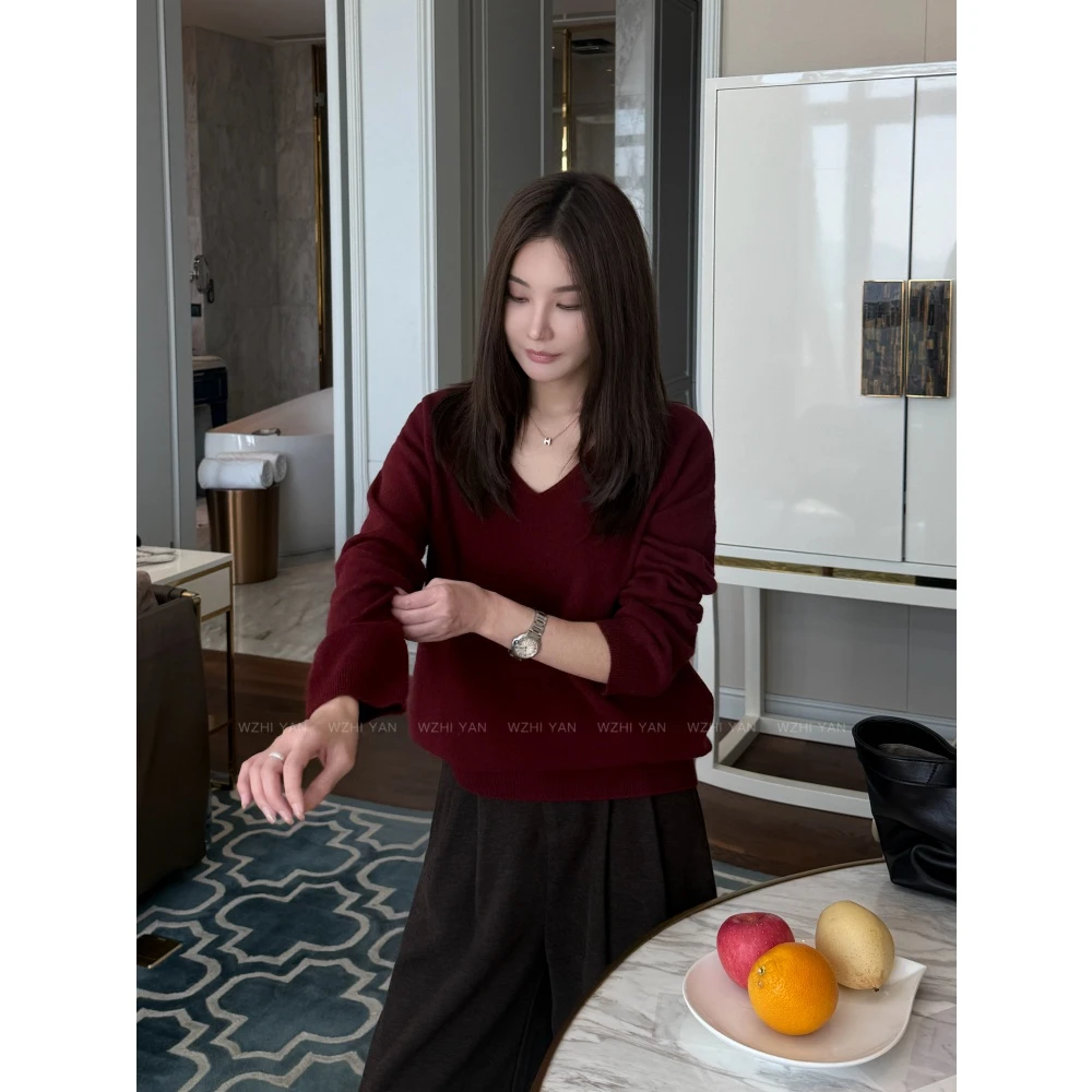 【松岛周末】“100%羊毛"超细纱线柔软百搭V领舒适保暖长袖打底XA005