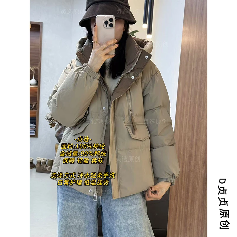 A21-保暖加厚连帽羽绒服冬季新款纯色高品质宽松轻盈外套