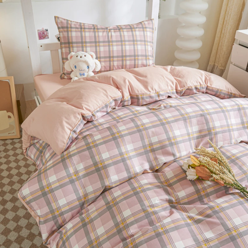 无印风全棉被套床单学生宿舍纯棉三件套单人学生寝室床笠床套床品