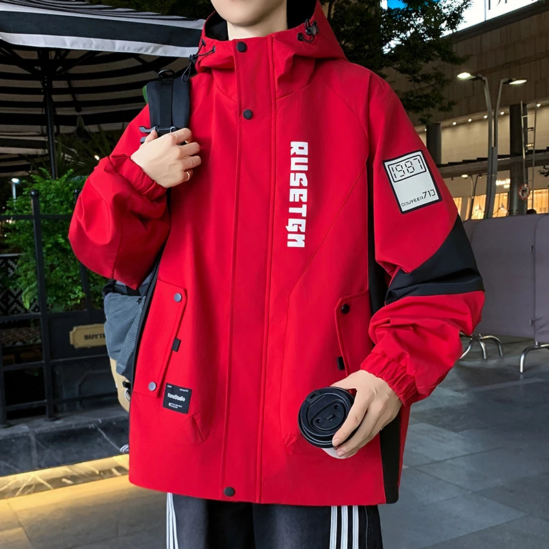 时尚宽松百搭男大学生上衣春秋新款青少年休闲工装夹克外套